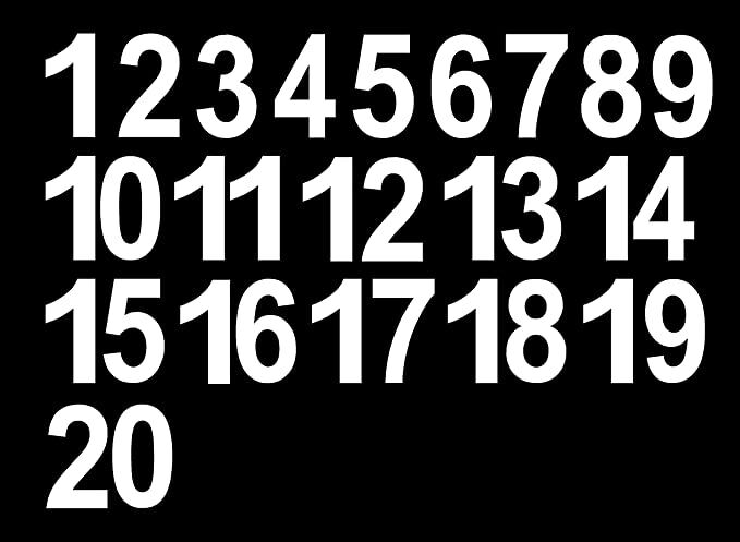 1-20 Numbers White Sticker Vinyl Decals CHOOSE 1″ – 8″ (V592)