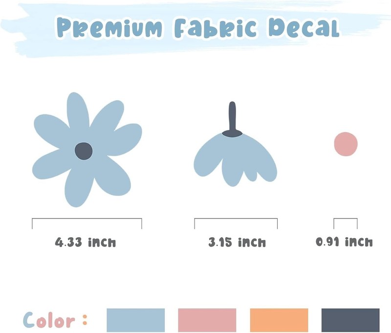 Waterproof Floral Wall Decals - Retro Daisy Decor for Kids' Rooms, 44 Stickers gallery