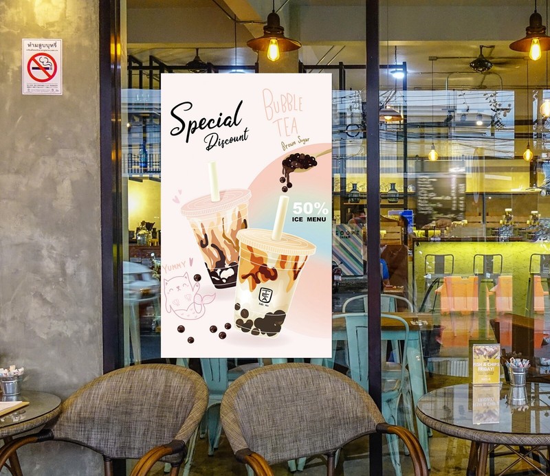 3D Bubble Tea A457 Pearl Tea Shop Window Stickers Vinyl Wallpaper Murals Amy