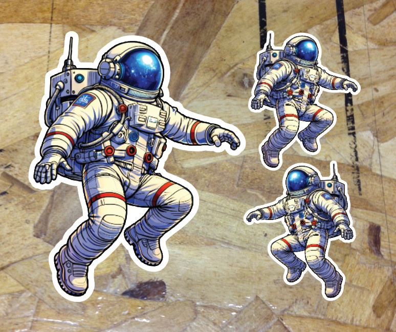 Astronaut Outer Space Travel Earth Moon Sticker Decal Weatherproof Vinyl 3 for 1