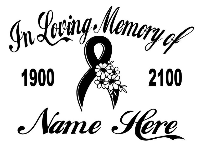 In Loving Memory Decal Cancer Ribbon Flowers Floral Car Vinyl Sticker Custom | gallery