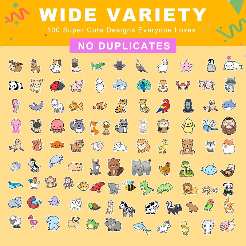 Animal Stickers for Kids, 100PCS Vinyl Stickers Bulk for Waterbottle Laptop Scra gallery