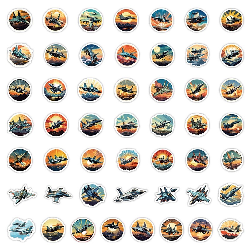 50 Pcs Stickers Fighter Jet Aircraft Cars Fridge Luggage Skateboard Phone Laptop gallery