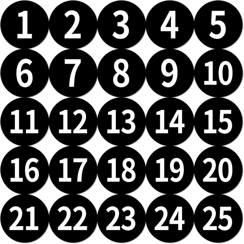 1-25 Circle Numbered Vinyl Stickers,Anti-Fading Waterproof 1.2 in Self Adhesi…