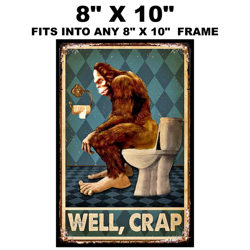 Bathroom Sign Sticker Gorilla Oh Crap Funny Restroom Vintage Replica gallery
