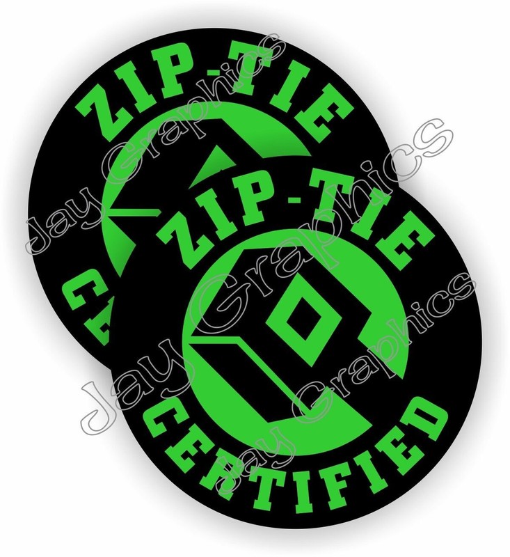 (2) Funny ZIP TIE Certified Hard Hat Sticker Decal