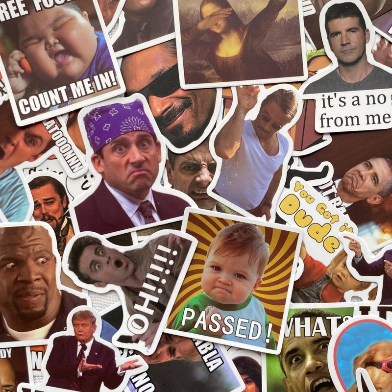 5-100 pcs Meme Stickers, Hype Trendy Funny Popular Car Bumper Laptop Phone Decal