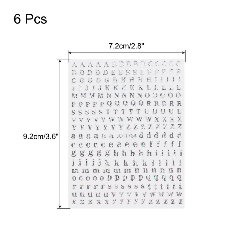 6 Sheets Letter Nail Stickers Self-Adhesive Alphabet Nail Stickers DIY Silver gallery