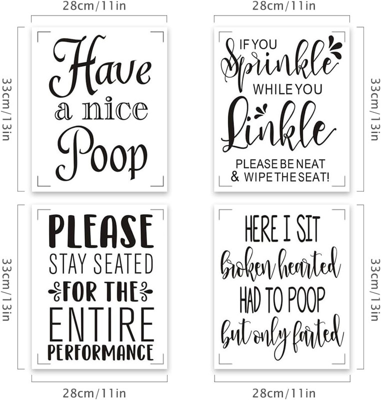17PCS Bathroom Wall Decals Peel and Stick, Funny Vintage Sign Decals Bathroom Qu gallery