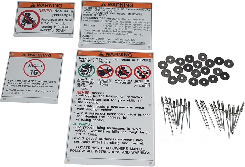 Warning Decals Compatible with ATV Models gallery