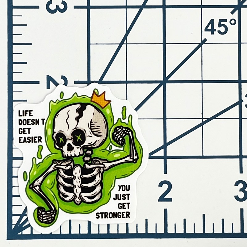 Get Stronger Skeleton Vinyl Sticker Motivational Gym Skull Crown Fitness gallery