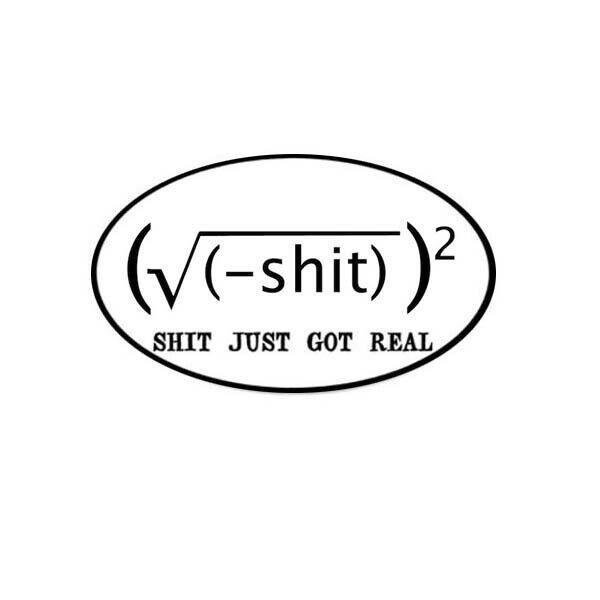 Funny Math Sticker Decal sh*t just got real squared school phd