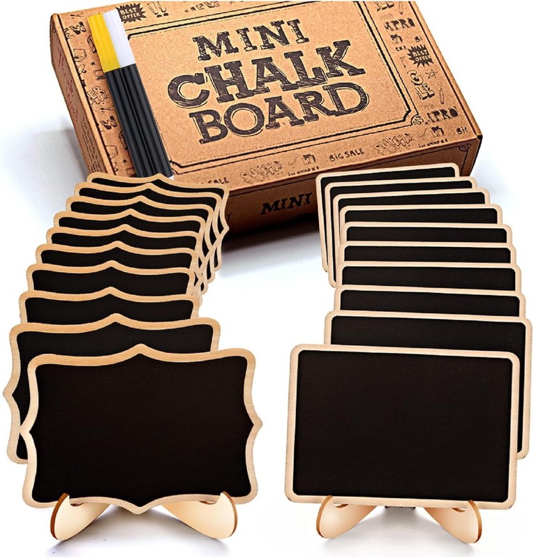 Mini Chalkboard Signs, 20 Pack Framed Small Chalk Board 4 inches by 3