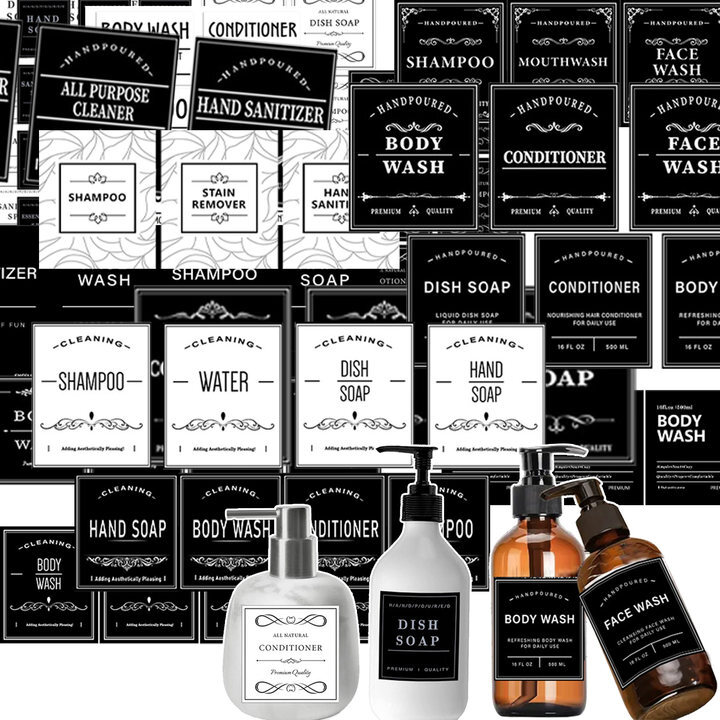 Shampoo Bottle Label Sticker Waterproof Body Wash Lotion Hand Dish Soap Decal gallery