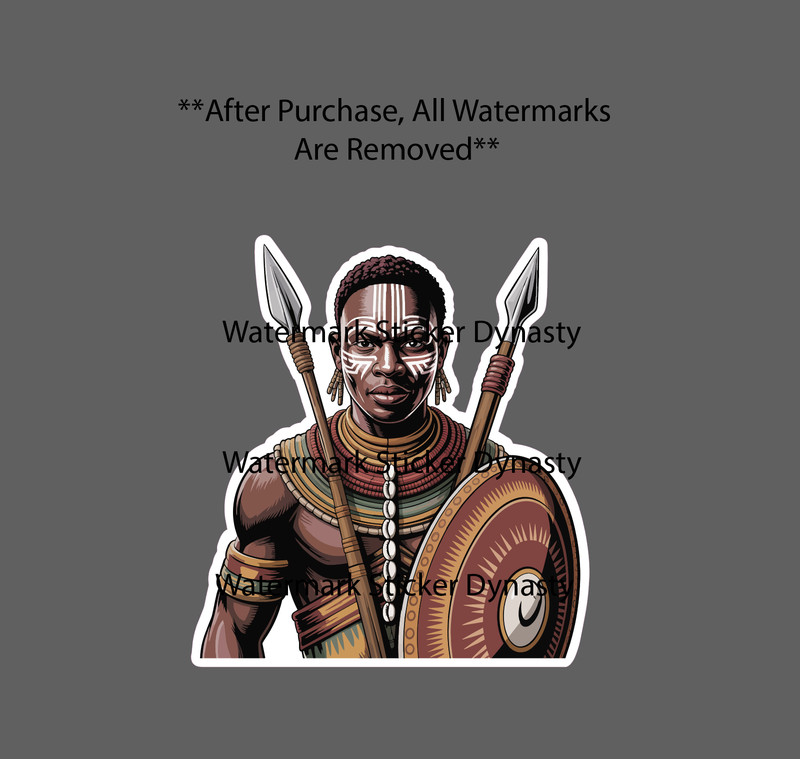 African Warrior Sticker Waterproof Decal War Spear Tribe Tribal Gift NEW