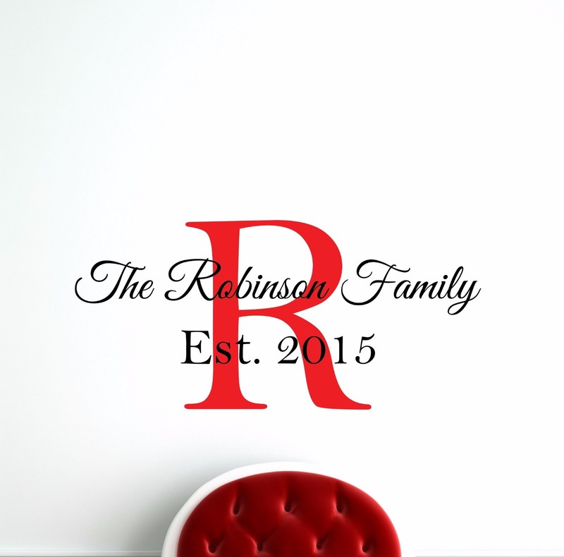Family Name Monogram Crest Wall Vinyl Decal Sticker Entryway Personalized Initia