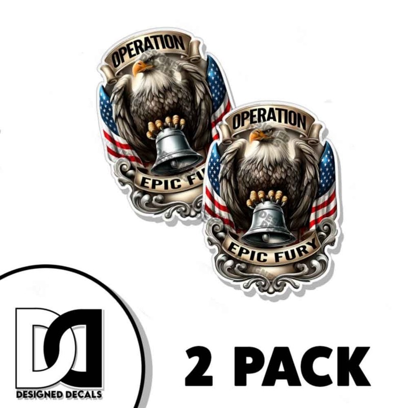 Patriotic Eagle Decal Operation Epic Fury Car Window Truck Graphic Sticker 2PK gallery