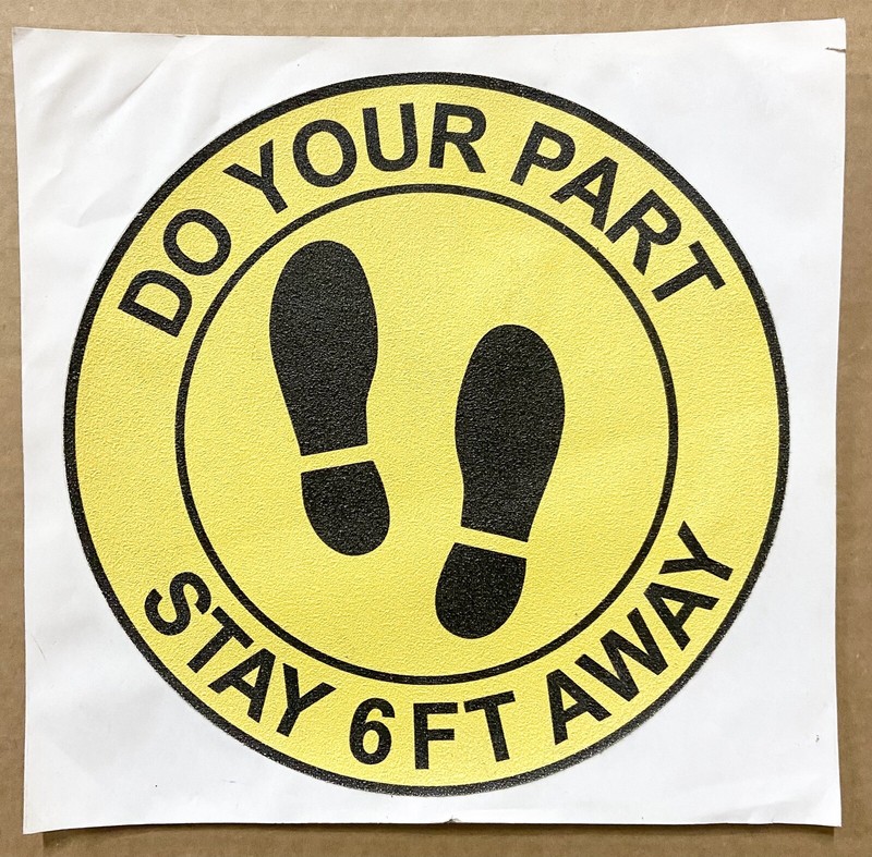 1 Piece Stay Away 6ft Social Distancing Floor Graphic 9 inch Diameter Non Slip