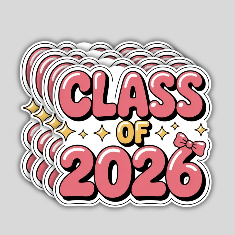 4PCS Class of 2026 Stickers Cute Coquette Graduation Vinyl Decals