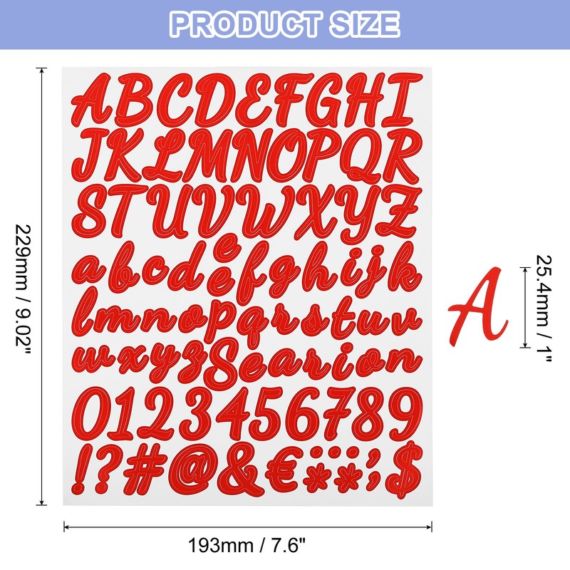 672 Piece Vinyl Stickers for Letters and Numbers (Red, 2.5cm) gallery