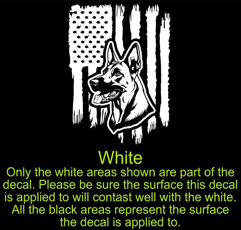 Distressed American Flag Belgian Malinois Dog Puppy USA Patriot Decal Sticker #2