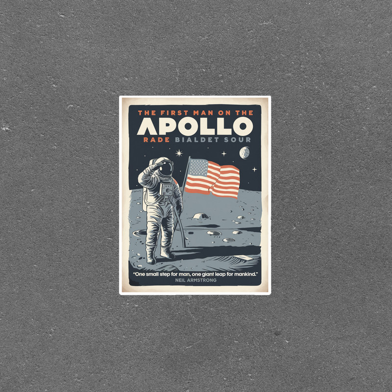 Vintage NASA sticker – The First Man on the Apollo – Space Exploration Wall Art