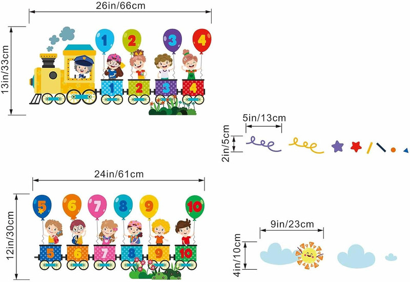 Kids Train Number Wall Decals - Learning Figures Education Wall Stickers - Kids gallery