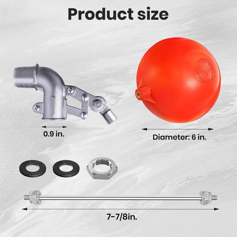 3/4 Inch Stainless Steel Float Valve for Water Tank, Heavy-Duty Design with Adju gallery
