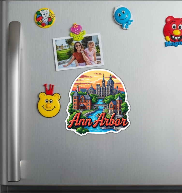 Ann Arbor Michigan Fridge Magnet or Laptop Sticker