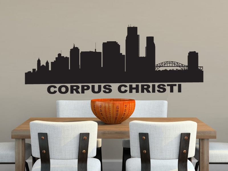 FGD Corpus Christi Texas Skyline Vinyl Wall Decal in White or Black 20" x 51" gallery