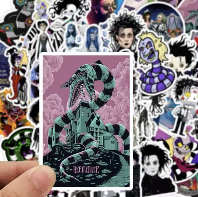 Tim Burton Stickers 50pk Beetlejuice Corpse Bride Mixed Spooky Character Sticker gallery