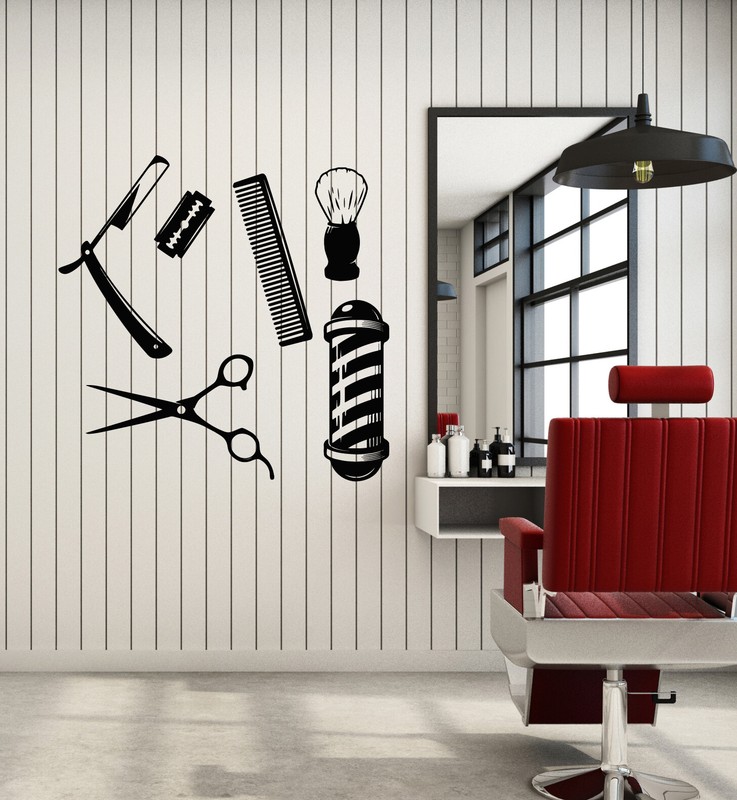Vinyl Wall Decal Barber Barbershop Hair Salon Hairdresser Stickers (ig6125)
