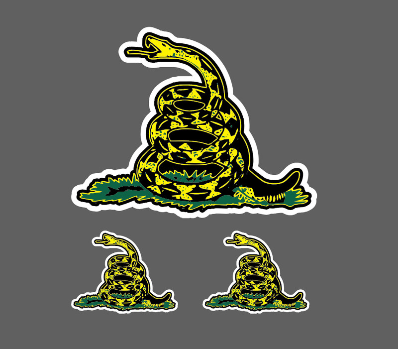 Black / Yellow Don’t Tread On Me Gadsden Flag Sticker Decal Truck – 3 for 1