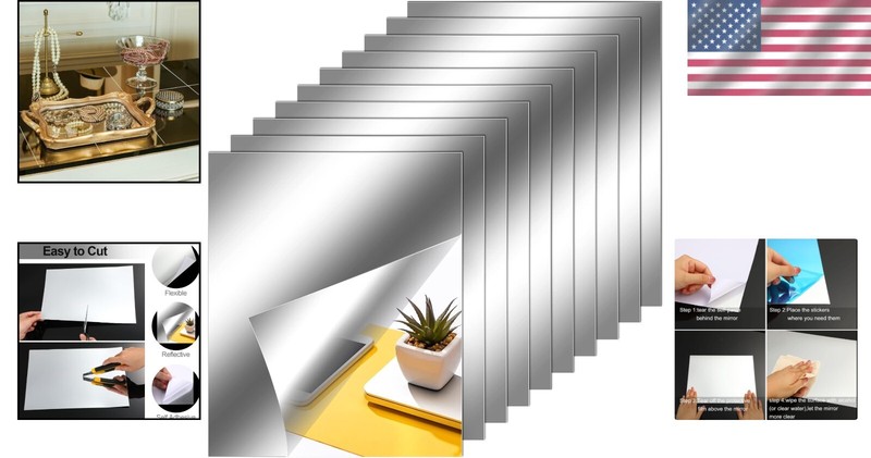 Versatile Non-Glass Mirror Tiles for Home Walls - Reflective 10 x 12 in Stickers gallery