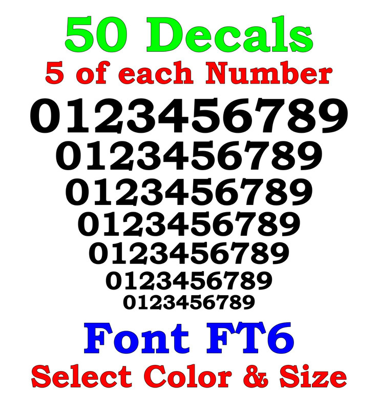 0-9 Numbers 50 ea Bookman Old Vinyl Sticker Decals FT6 – Select Color & Size