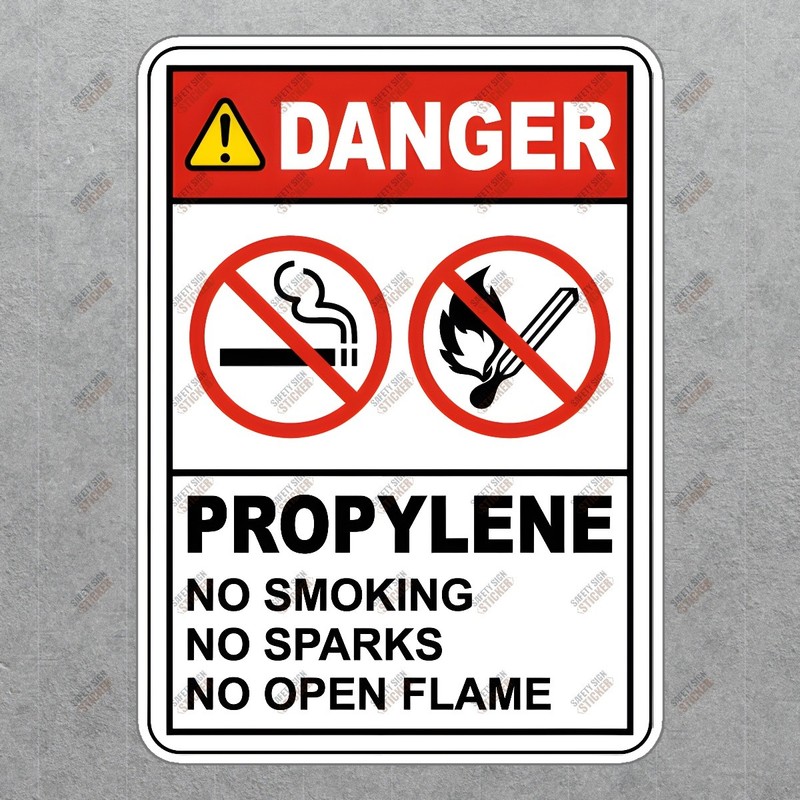 Danger Propylene Safety Sign Sticker No Smoking, No Sparks, No Open #119380