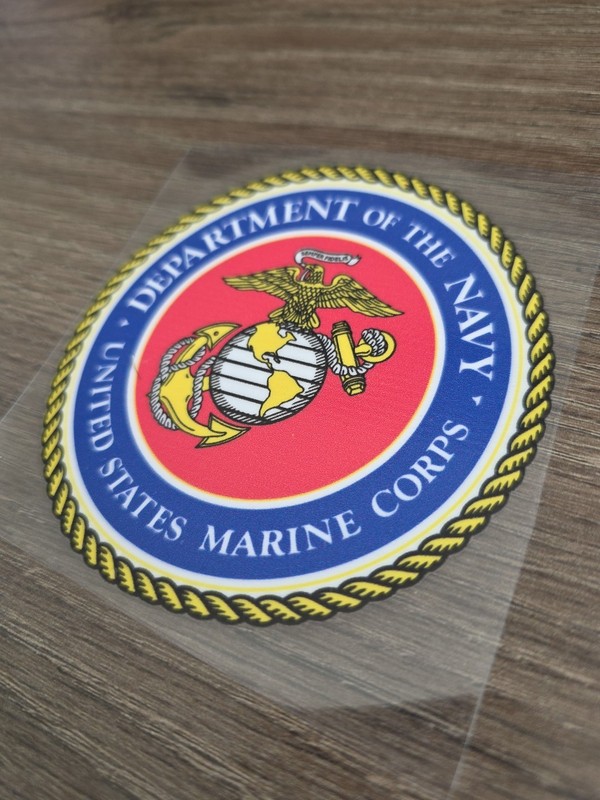 US Marine Corps Official Seal Raised UV DTF Sticker Decal Full Color 4 In X 4in gallery