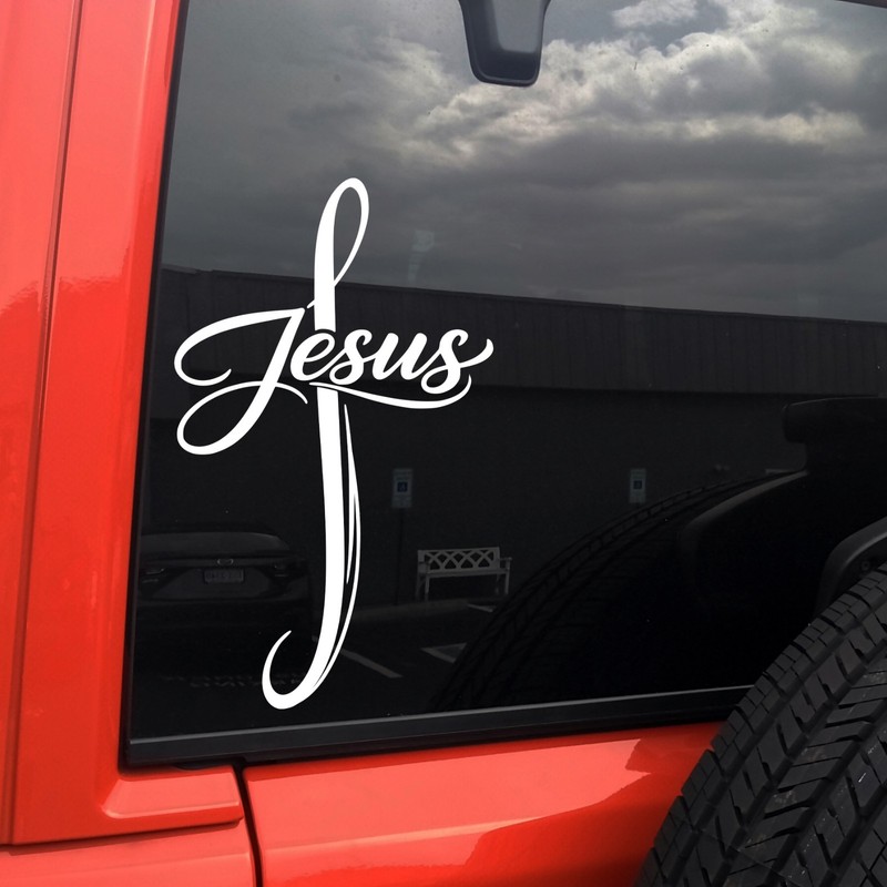 Jesus Cross Vinyl Decal Christian Faith Religious Car Window Sticker gallery