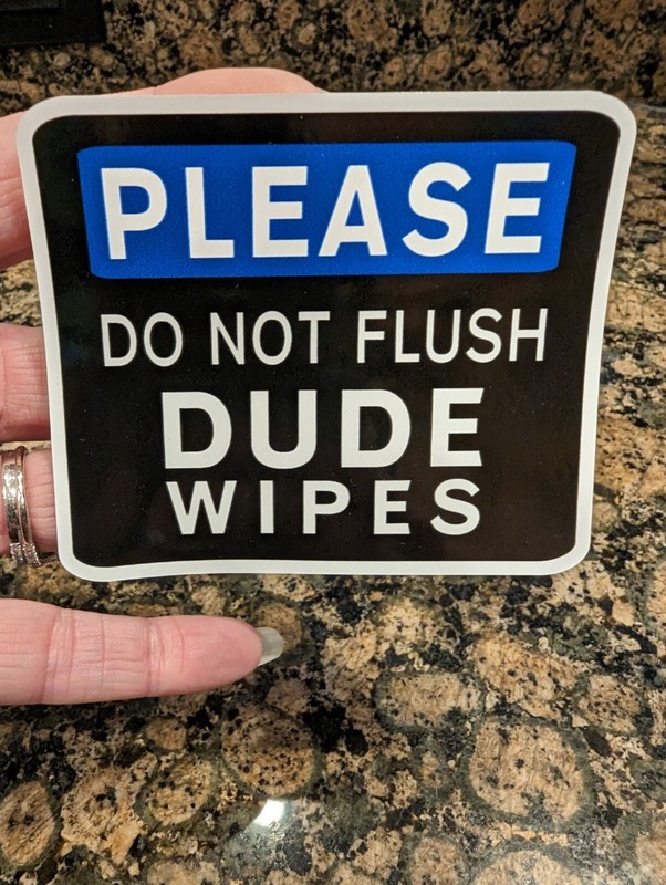 Dont flush dude wet wipes toilet bathroom sticker decal bar school