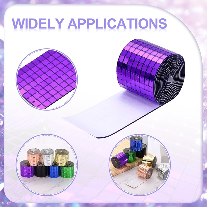 3200 Pieces Adhesive Mosaic Tiles 5 x 5 mm Disco Tiles 2 Rolls (Purple/Green) gallery