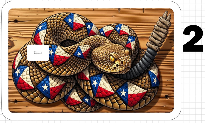 Texas Rattlesnake Credit Debit ATM Gift Card Skin Sticker Flag Snake Reptile USA gallery