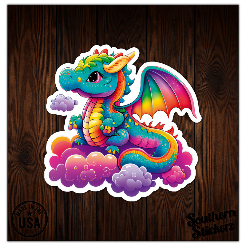 Rainbow Cloud Dragon – Vinyl Decal Sticker – Car Window Laptop – ebn8785