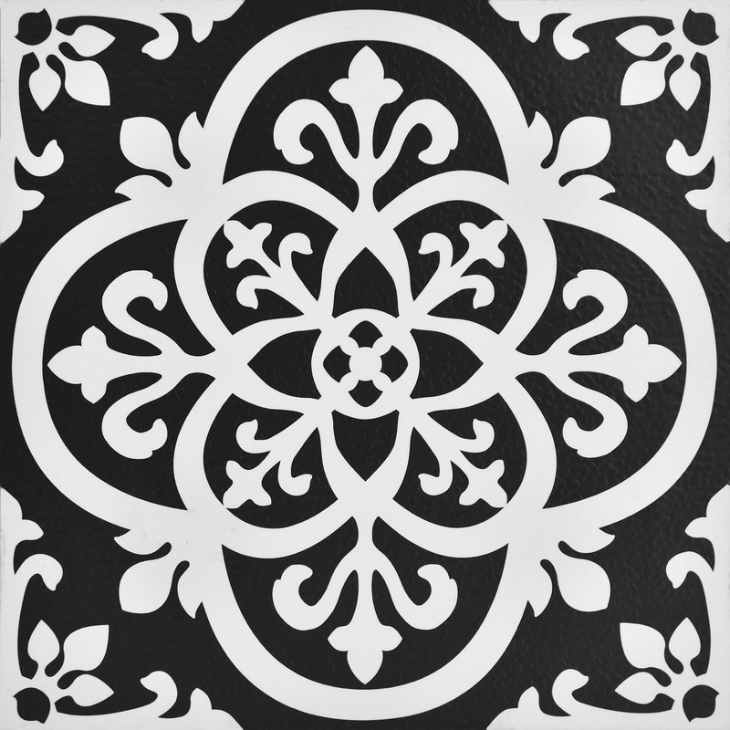 Gothic Peel and Stick Floor Tiles Black FP2475