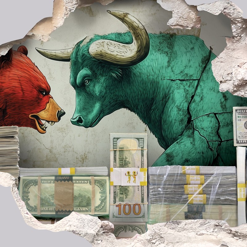 Wall Street Bull vs Bear Money Premium Vinyl Decal gallery
