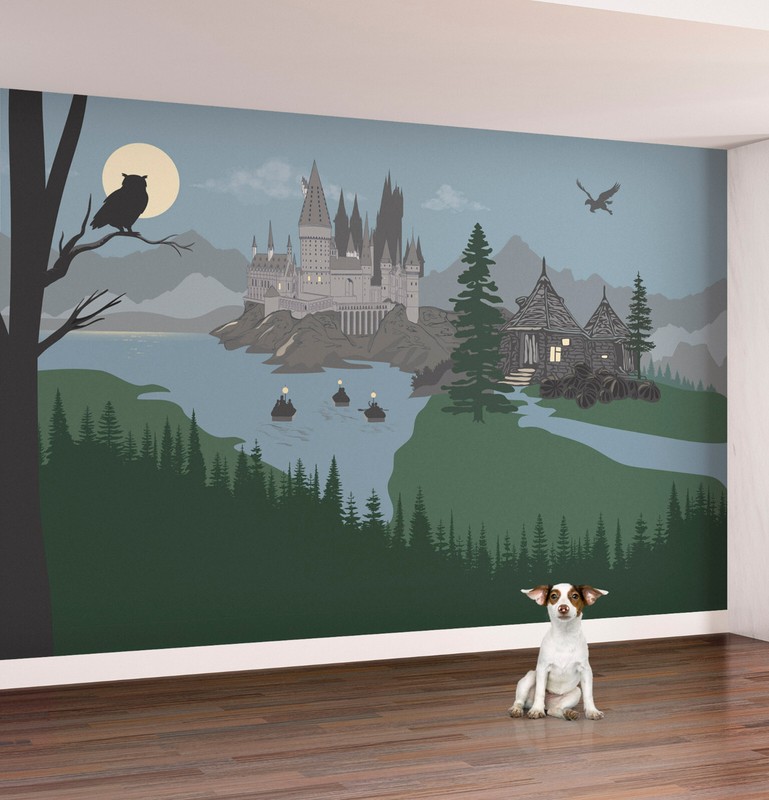 Wall Mural Decal - Castle Wallpaper. Pastel Colors. Self-adhesive
