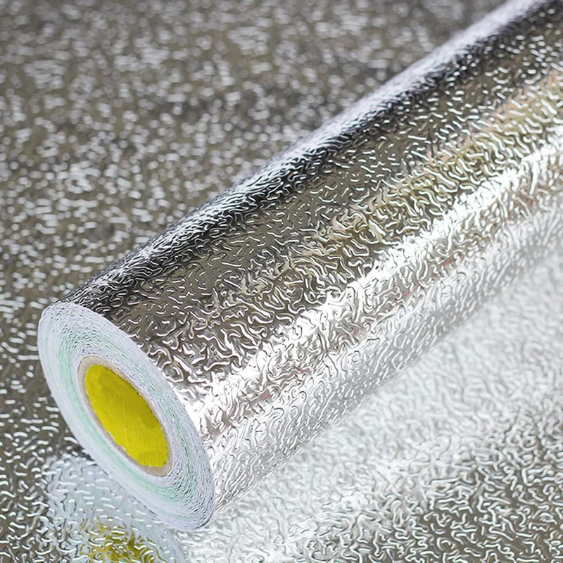 Kitchen Wallpaper Oil Proof Sticker Backsplash Aluminum Foil Self-Adhesive Paper