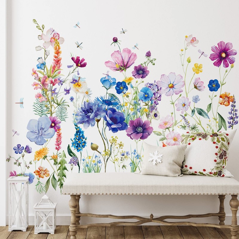 Zonon 6 Pcs Flowers Wall Decals Stickers Vinyl As Shown in the Picture