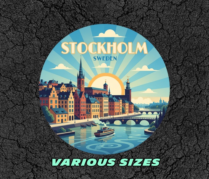 Stockholm Sweden Vintage Travel Sticker Die Cut Waterproof Vinyl Laptop Decal