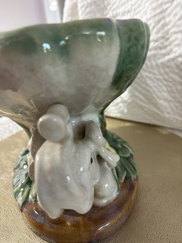 Vintage Italian Majolica Elephant Pedestal Centerpiece Fruit Bowl gallery