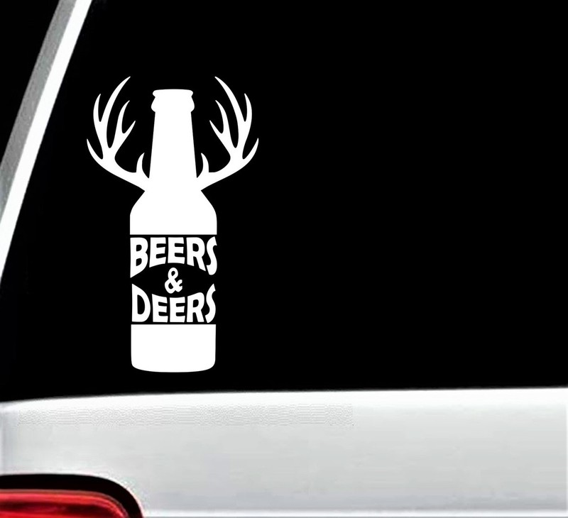 Beer Deer Antlers Longneck Bottle Decal Sticker for Car Window 7.0 Inch BG 261
